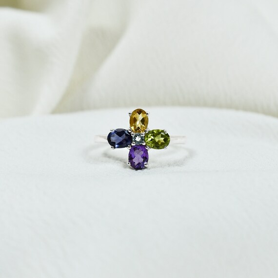 Multistone Amethyst, Garnet, Iolite, Citrine, Peridot Sterling Ring Multistone Amethyst, Garnet, Iolite, Citrine, Peridot Sterling Ring