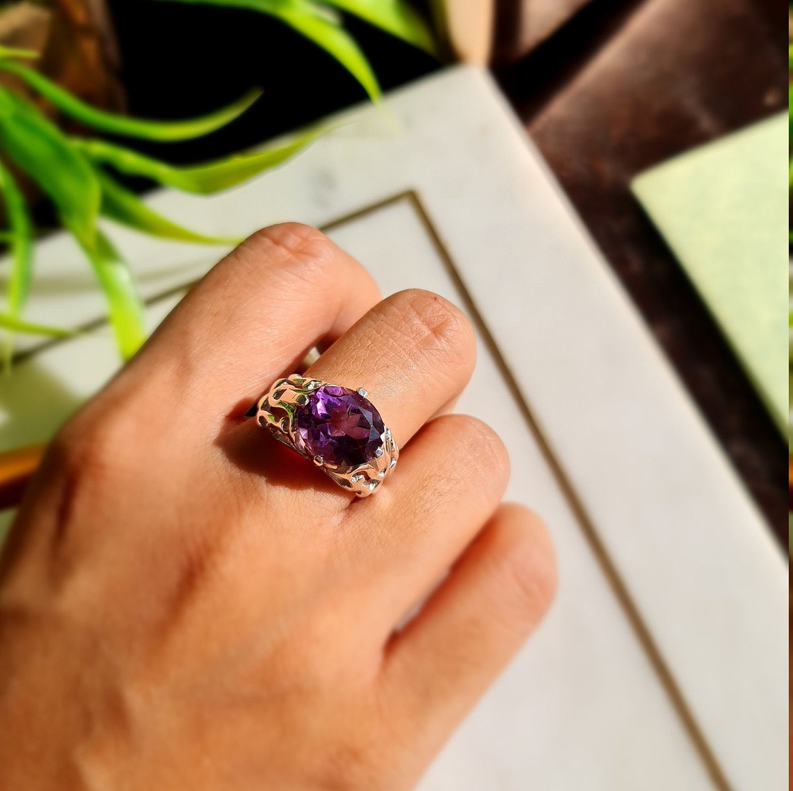 Men's Amethyst Ring Large Amethyst Ring February Etsy