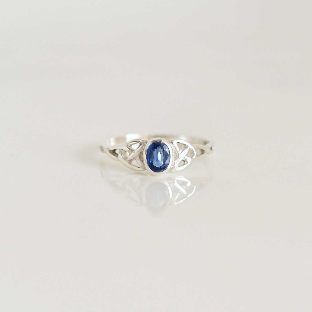 Celtic Knot Kyanite Ring, Natural Kyanite Gemstone, Celtic Knot Ring
