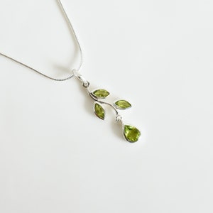 Leaf Peridot Earrings, Natural Green Peridot, August Birthstone, 925 Sterling Silver, Unique Leaves Marquise Earrings, Dangle Drop Earring image 4