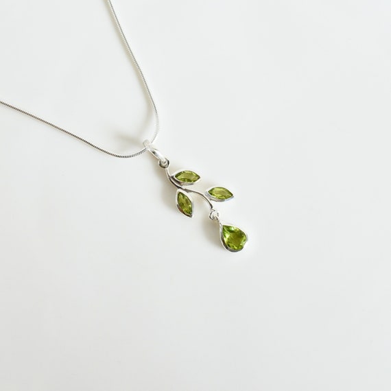 Green Peridot Pendant Antique Finish Sterling Silver Marquise Shape Green Peridot Pendant Antique Finish Sterling Silver Marquise Shape