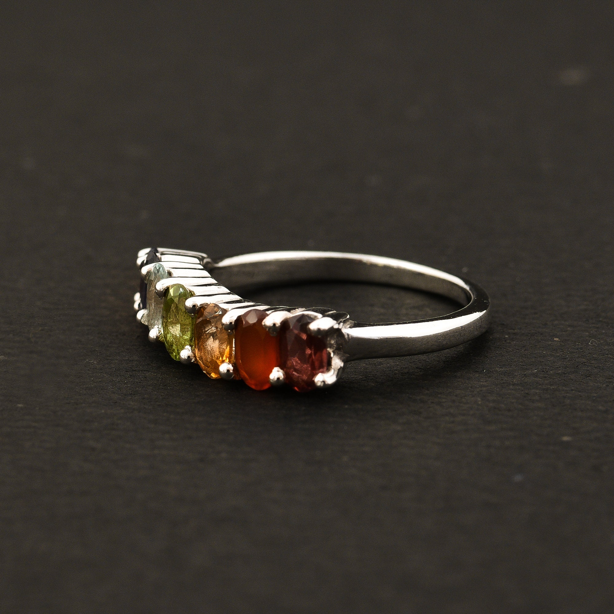 Chakra Ring Natural Seven Gemstone Chakra Healing Ring Etsy