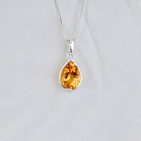 Citrine Drop Sterling Silver Pendant Citrine Drop Sterling Silver Pendant