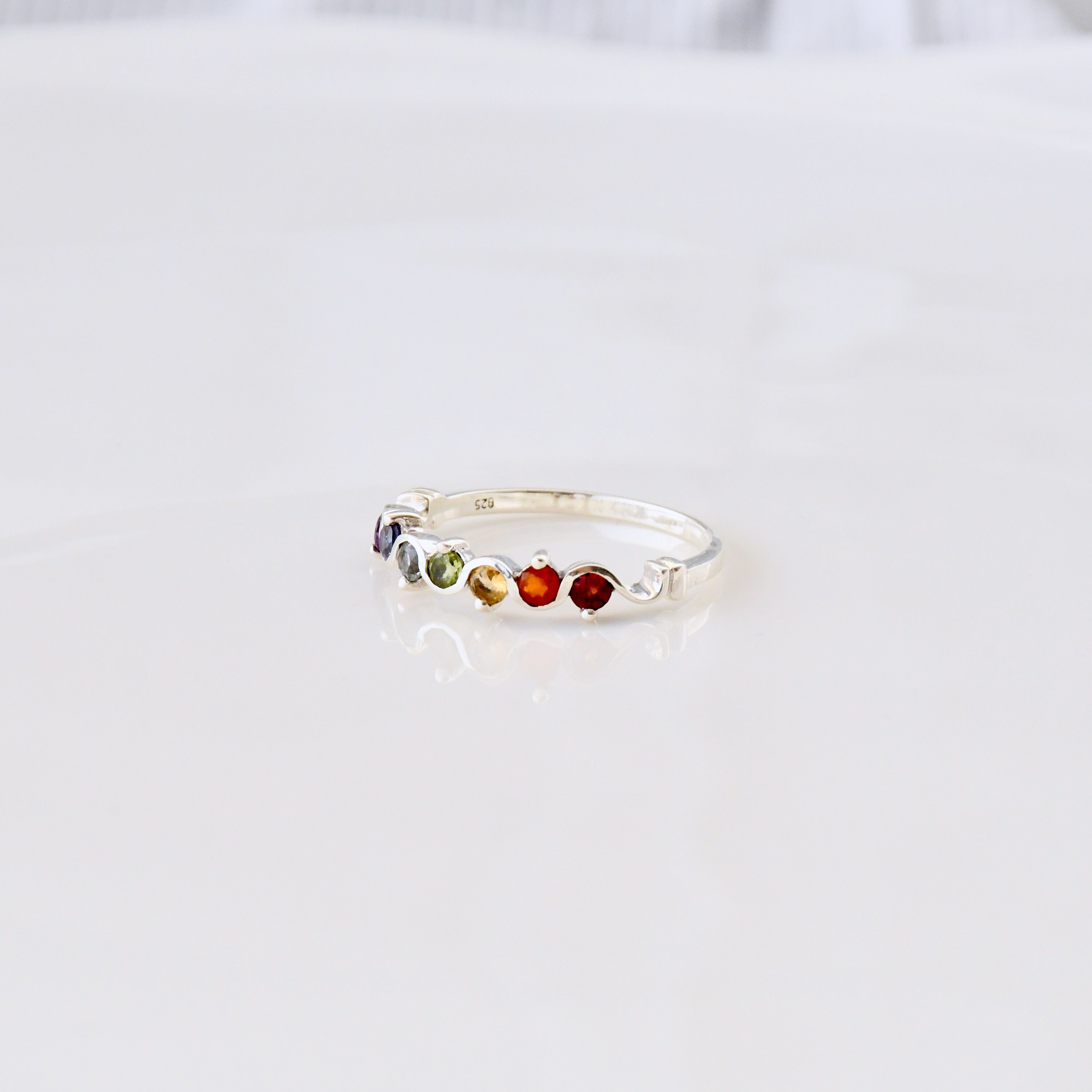 Chakra Ring Natural Seven Gemstone Chakra Healing Ring - Etsy