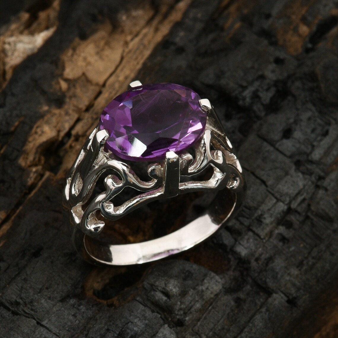 Men's Amethyst Ring Large Amethyst Ring February Etsy