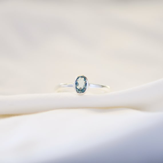 Small Aquamarine Ring Natural Aquamarine March Birthstone