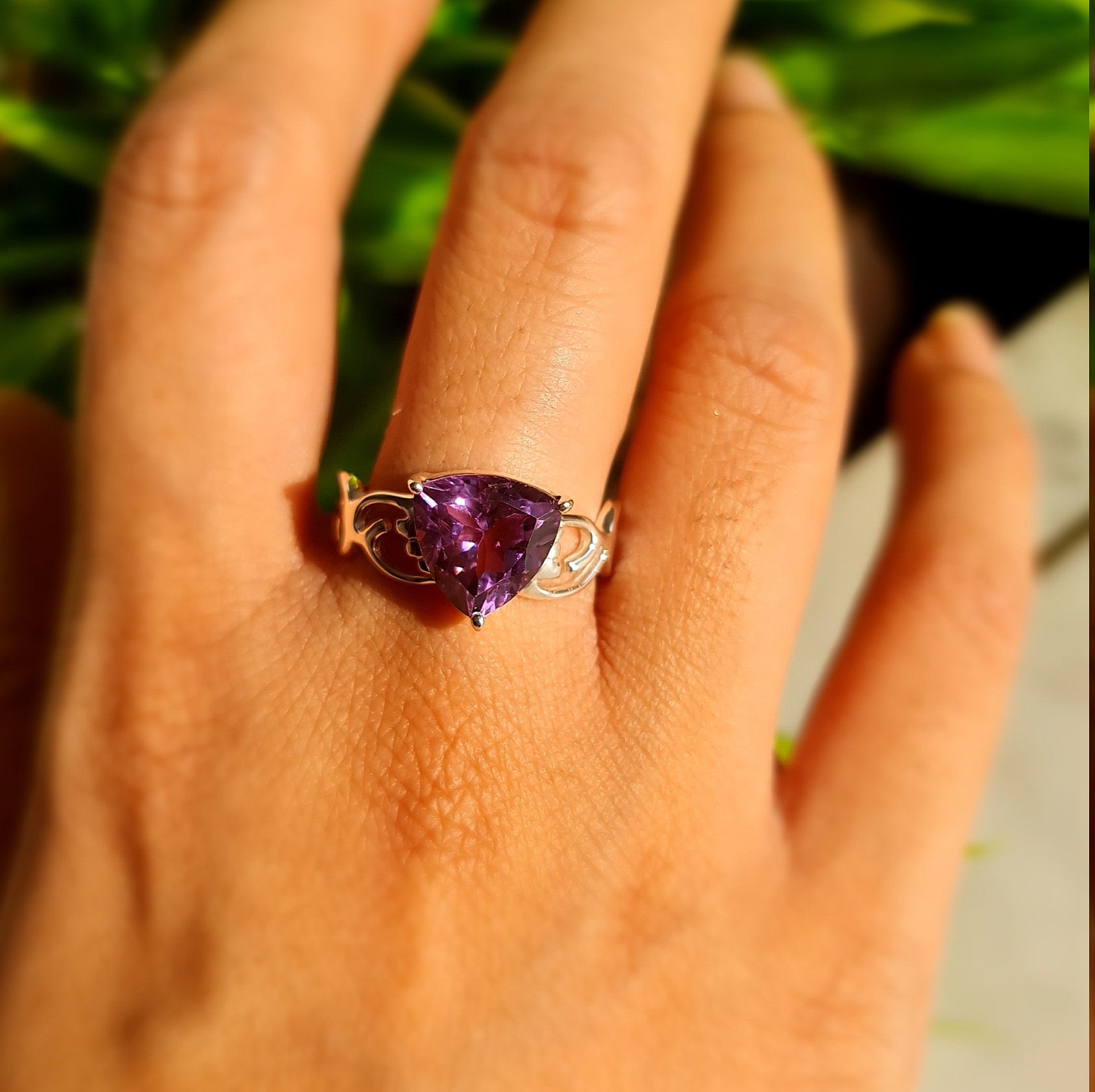 Amethyst Ring Natural Amethyst Ring February Birthstone Etsy