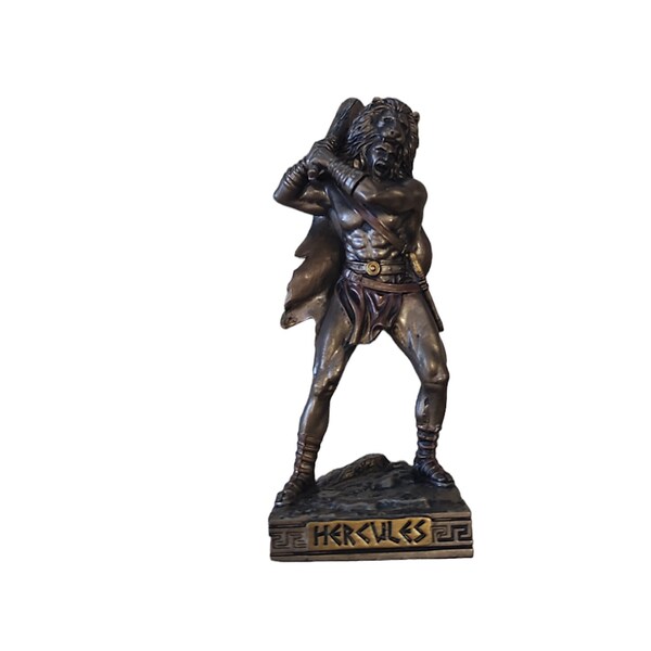 Mini statue Hercule, héros de la Grèce antique, bronze coulé à froid et résine