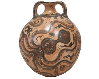 Minoan Octopus Flask  Museum Copy Replica Ceramic Flask of the Minoan period Ancient Knossos  Art  Crete Gift Idea 21 cm 8.26 inches