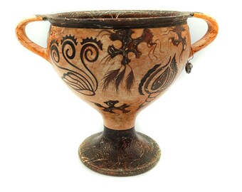 Ancient Greek Pottery Kantharos Museum Replica Ceramic Minoan Archaiological Museum of Heraklion in Crete 17 cm 6.69 inches