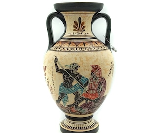 God Poseidon & Warriors Ancient Archaic Period Pottery Amphora (800 - 479 B.C.) 10.63 inches Greek Ceramic Vase Ancient Art Greece