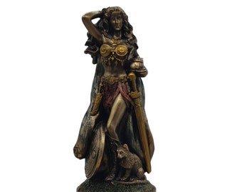 Norse Pagan Goddess, Skandanavian Mythology, Freya Gods Statue, Cold Cast Bronze and Resin, Home Deco
