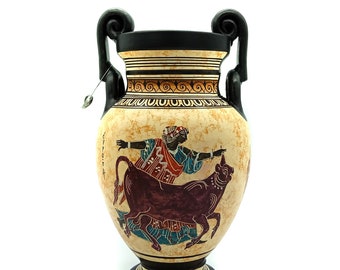 The rapture of Europe by God Zeus (Bull) Ceramic Vase Greek Ancient Art Greece 23cm 9.06 inches