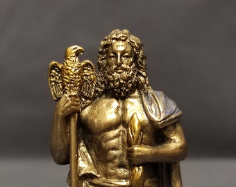 God Zeus Greek mythology Small statue Cold Cast Bronze and Resin Greek souvenirs 9 cm 3.54 in
