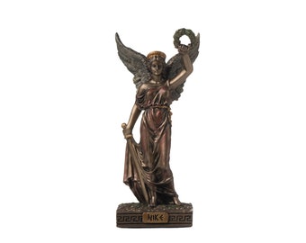 Niki Winged, Goddess Mini Statue Cold Cast Bronze and Resin Greek Mythology Figure 9.5 cm 3.74 in