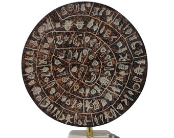 Ceramic Phaistos Disc on marble base Museum Replica Archaeological Museum of Heraklion Gifts Ideas Knossos Art