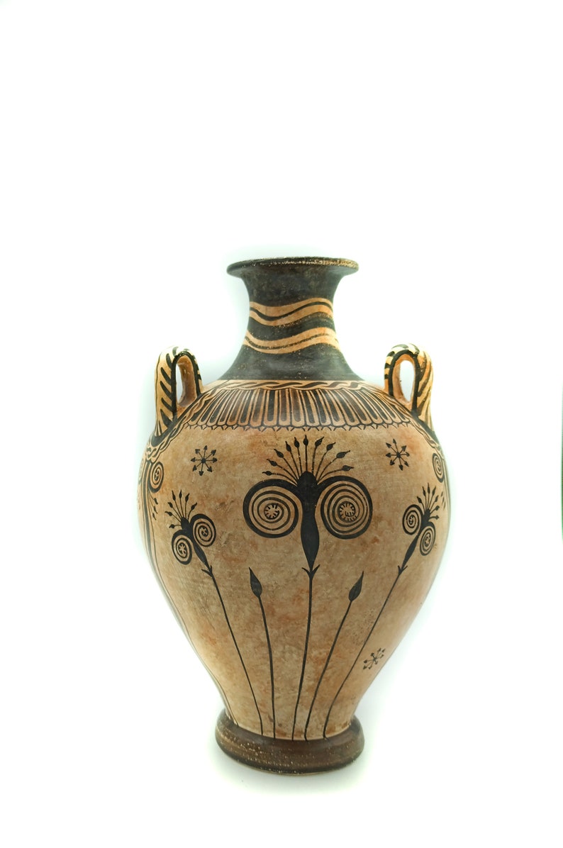 Minoan Vessel Ceramic, Museum Copy Replica, Papyrus Plant Knossos Art Crete Greek, 22 cm 8.66 inches image 3