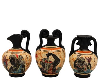 Greek Ceramic Set Vase Artemis Zeus Poseidon Greek Mythology