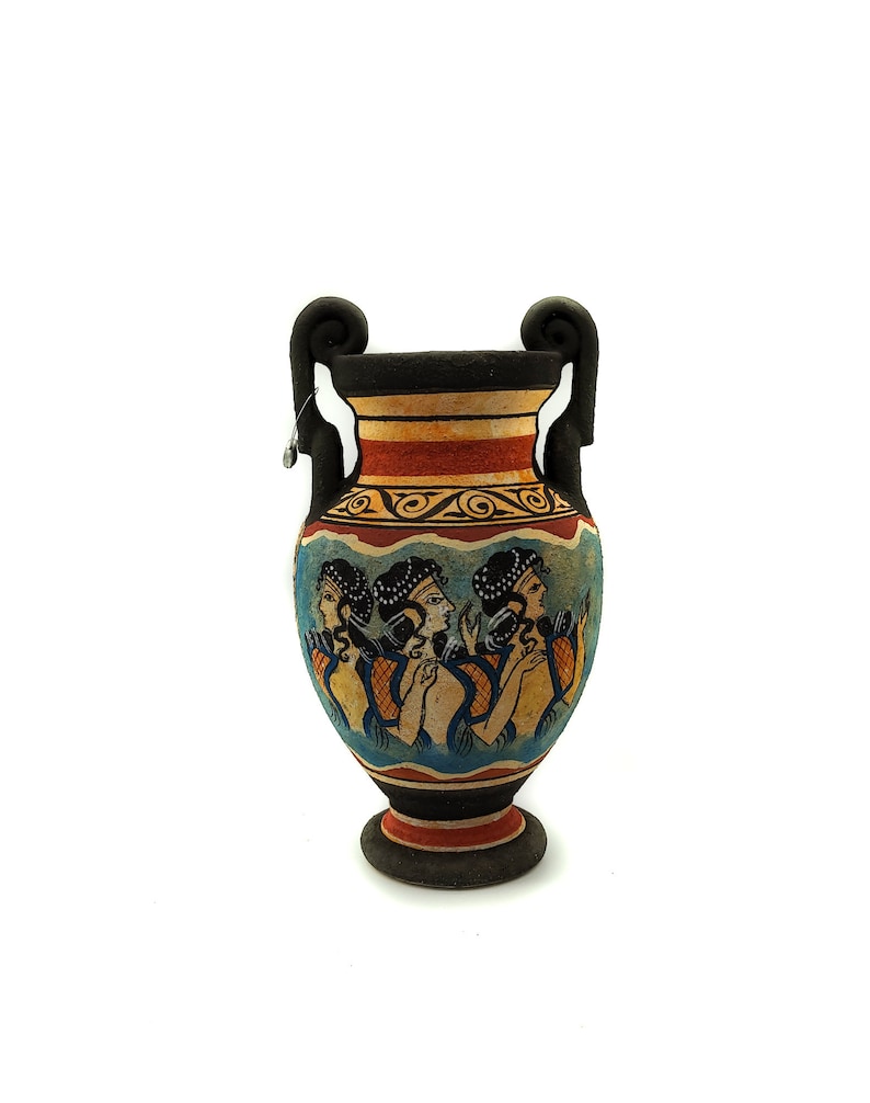 Ancient Greek Ceramic Amphora Minoan Period Fresco Mural Three Etsy