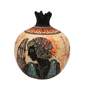 God Apollo Pomegranate, Greek Ceramic, Greek Roman Mythology, Paint by hand, gifts ideas, Knossos Art