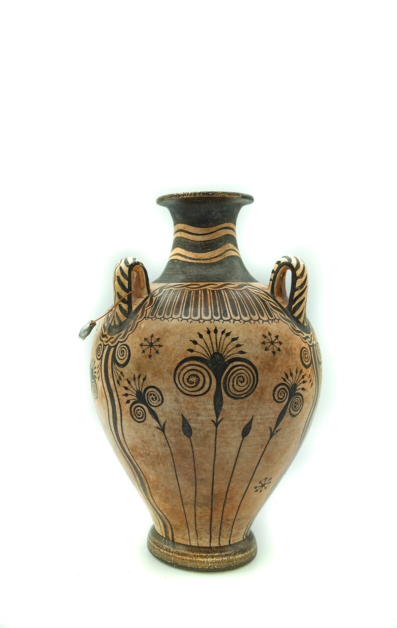 Minoan Vessel Ceramic, Museum Copy Replica, Papyrus Plant Knossos Art Crete Greek, 22 cm 8.66 inches image 1