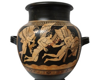 Odysseus and Sirens Red Figure Stamnos, Ancient Greek Vase 480 BC  Pottery Museum Copy Replica  12.59 inches