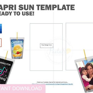 Capri Sun Juice Label Template, Juice Pouch Template,  DIY Printable Instant Download, 8.5X11 FREE Barcode and nutritional facts