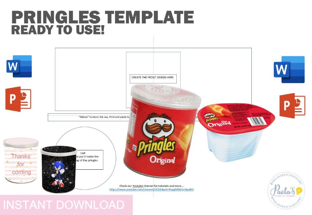 Chip Pringles 2 Tamaño BOGO Plantilla, Plantilla en blanco, Diy de