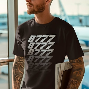 Boeing 777 T-Shirt, Gift for Aeroplane Lover, Retro Aviation Design, Aviation Gift, Gift for Pilot, Vintage Design T-Shirt