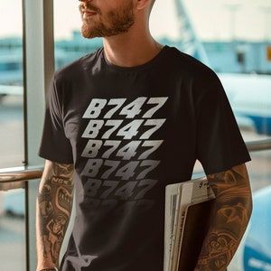 Boeing 747 T-shirt, present till flygplansälskare, retro flygdesign, flygpresent, present till pilot, vintagedesign T-shirt