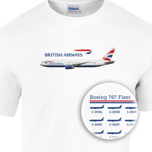 Retro British Airways Boeing 767 Fleet T-Shirt, Luftfahrt Geschenk, Airline-Enthusiasten Geschenk, Luft- und Raumfahrtliebhaber, historische Luftfahrt, Geschenk für Piloten