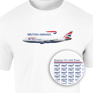 Retro British Airways Boeing 747 Fleet T-Shirt, Aviation Gift, Airline Enthusiast Gift, Aerospace Lover, Historic Aviation, Gift for Pilot