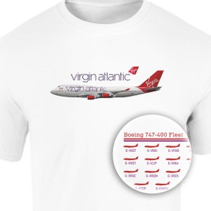 Retro Virgin Atlantic Boeing 747 Fleet T-Shirt, Aviation Gift, Airline Enthusiast Gift, Aerospace Lover, Historic Aviation, Gift for Pilot