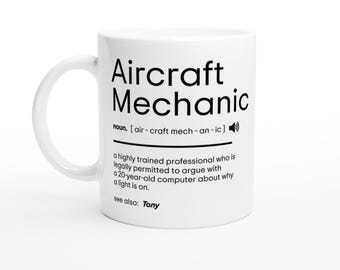 Taza personalizada de mecánico e ingeniero aeronáutico, taza AME, regalo de mecánico aeronáutico: el regalo perfecto para un mecánico aeronáutico.
