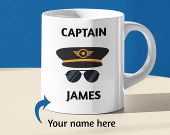 Personalised Pilot Coffee Mug, Pilot Gift, Airline Pilot Gift, New Pilot Gift, Captain Mug, First Officer Gift