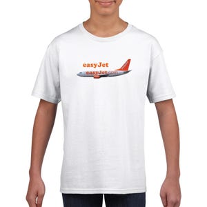 Children&#39;s easyJet Boeing 737 Fleet T-Shirt, Aviation Gift, Airline Enthusiast Gift, Aerospace Lover, Historic Aviation, Gift for Pilot