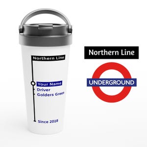 Personalised Northern Line Travel Mug – Perfect Gift for Tube Drivers & London Underground Staff