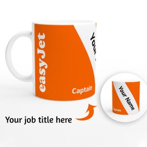 Personalized easyJet Tea Coffee Mug for Aviation Enthusiasts - Perfect Gift for Pilots, Engineers and Cabin Crew