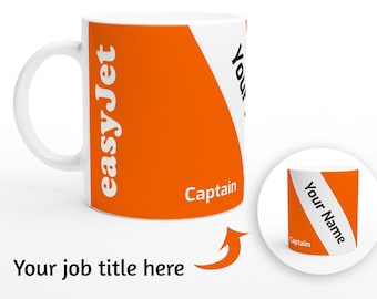 Personalized easyJet Tea Coffee Mug for Aviation Enthusiasts - Perfect Gift for Pilots, Engineers and Cabin Crew