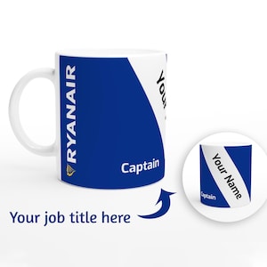 Tazza da caffè personalizzata Ryanair per gli appassionati di aviazione: regalo perfetto per piloti, ingegneri ed equipaggio di cabina