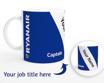 Personalized Ryanair Tea Coffee Mug for Aviation Enthusiasts - Perfect Gift for Pilots, Engineers and Cabin Crew