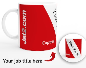 Personalized Jet2 Tea Coffee Mug for Aviation Enthusiasts - Perfect Gift for Pilots, Engineers and Cabin Crew