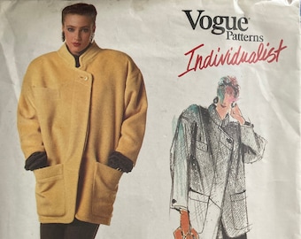 Vintage Claude Montana Vogue Individualist Designer Sewing Pattern Loose Fit Jacket & Tapered Pants Misses  1986 Size 8 Uncut FF 1980s