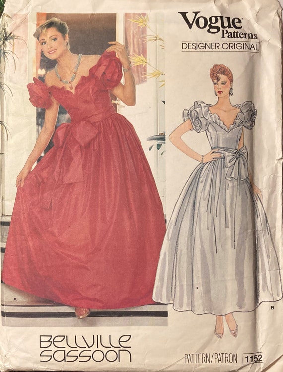 Belleville Sassoon Vogue Designer Original Sewing Pattern Misses Evening  Dress Miss Size 8 Prom Dress 1980s Very Full Skirt Rose Sleeves - Etsy