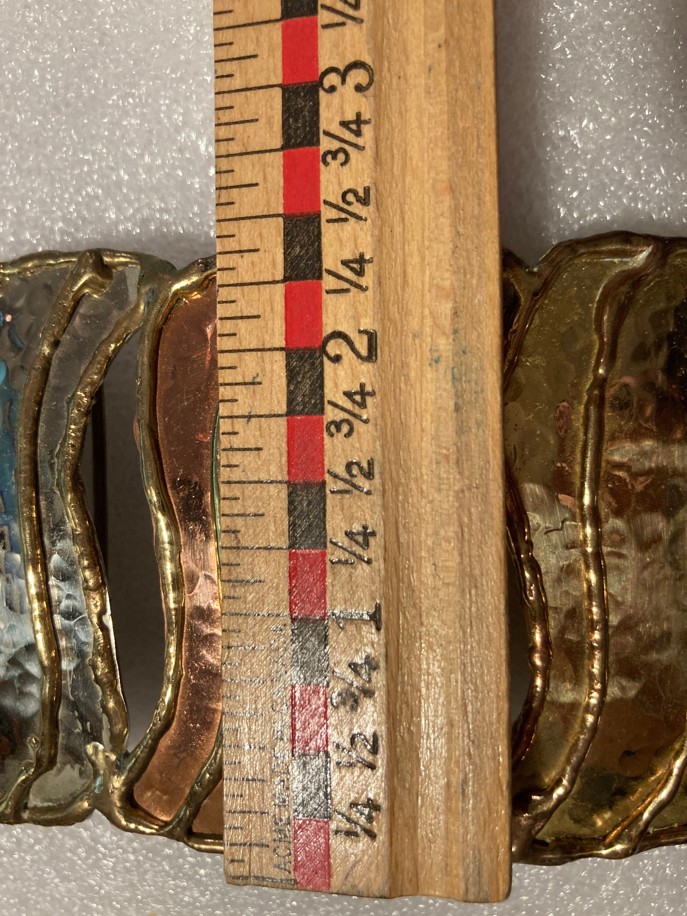 VTG 70s Brutalist Large Belt Buckle Statement Cast Metalwork Heavy Runway Rare vintage 70s wide belt with brutalist art buckle – 86 Vintage main image 3