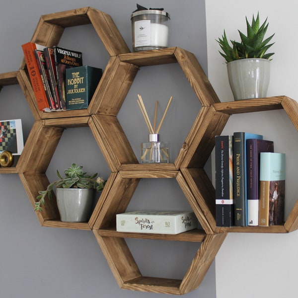 Hexagonal Floating Shelves | Hexagon Shelf | Hexagonal Shelf | Hexagon Shelves | Honeycomb Shelves