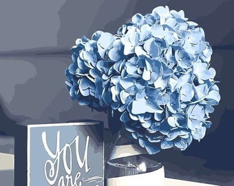 Hydrangeas Diy Painting By Numbers Kit Paint By Number In 2020 Lavender Flowers Diy Diy Painting Diy Vase