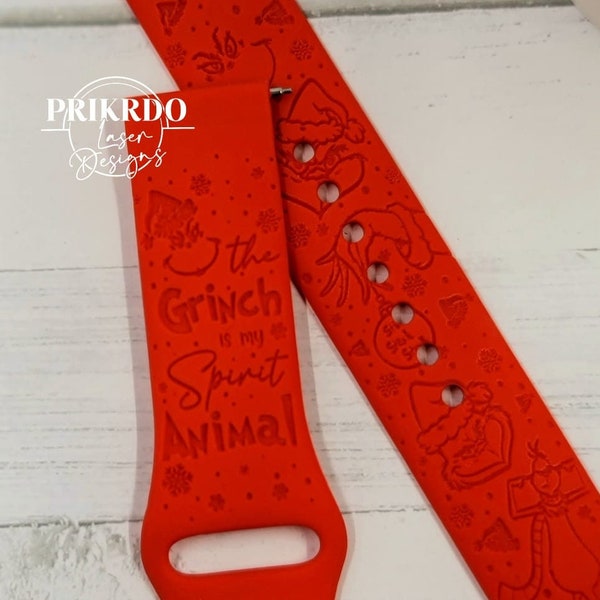 The Grinch Personalized watch Band Engraved Watch Band compatible for the "A" Smartwatch Grinchmas Inspired - "A" Watch Band