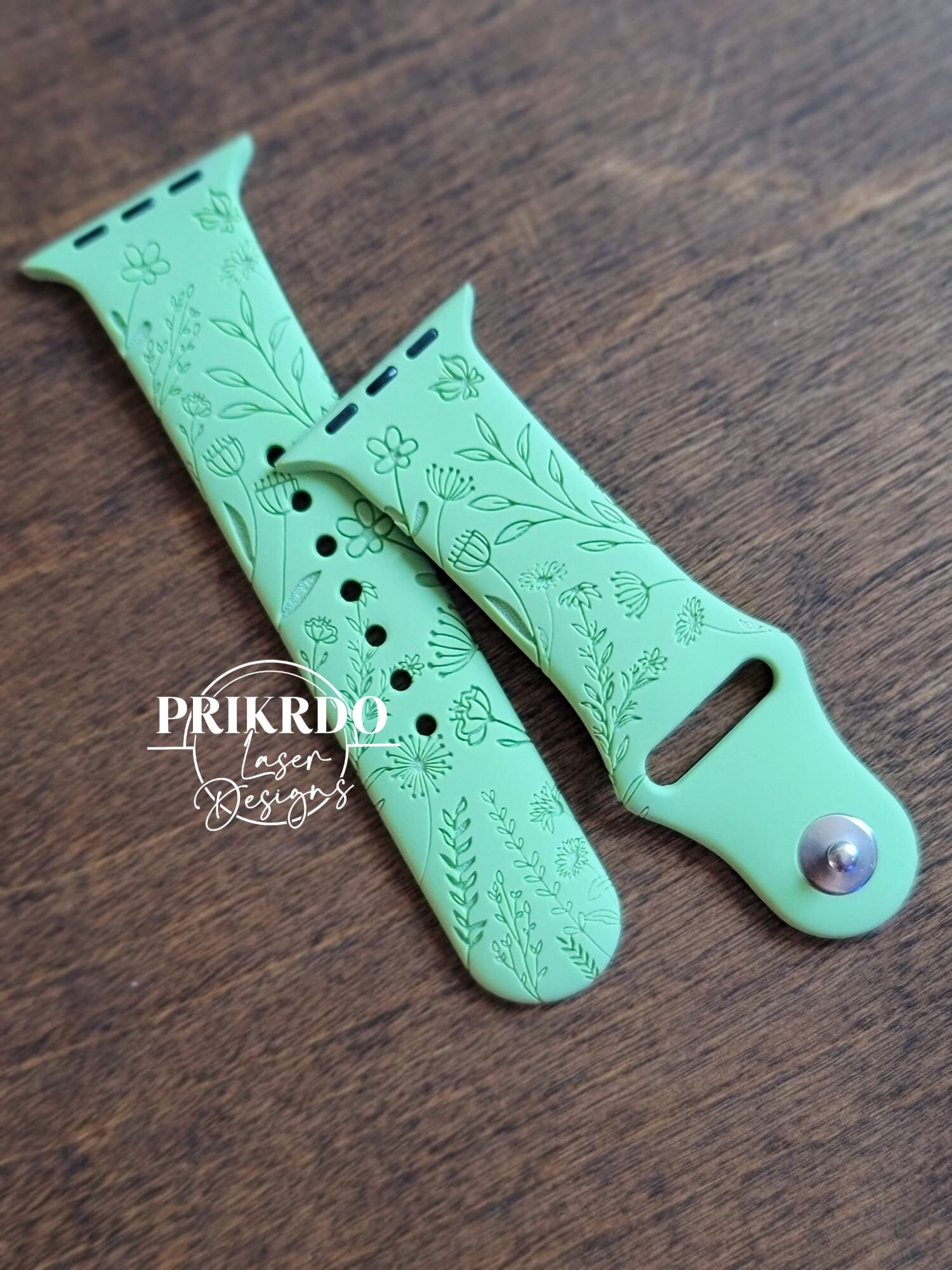 Wildflowers Engraved Watch Band Compatible for the Etsy