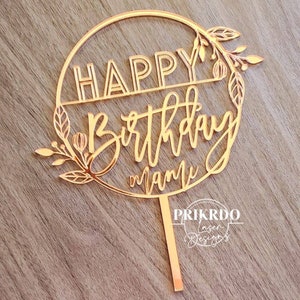 Happy birthday cake topper / birthday theme cake topper / acrylic cake topper / wood cake topper / birthday cake topper image 1